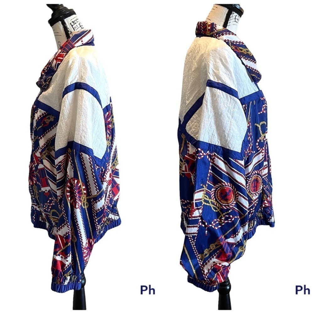 LAVON Windbreaker Jacket Vintage Nautical Size XLarge American theme Coastal - Picture 3 of 12